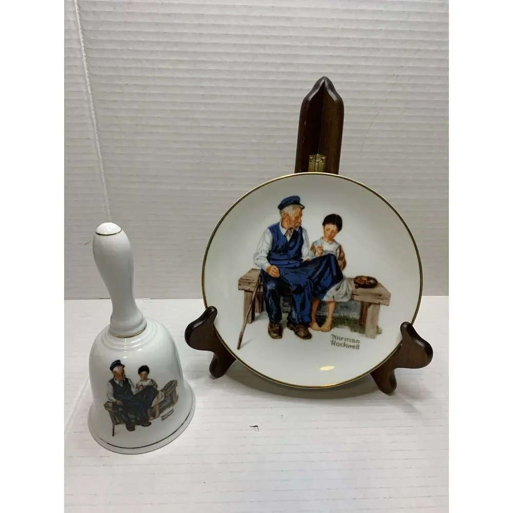 Vintage‎ Norman Rockwell Plate & Bell Bundle The Lighthouse Keeper's Daughter